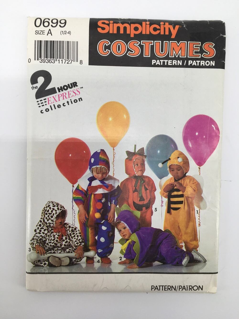 Simplicity Sewing Pattern 0699 Toddler Costume Bee Pumpkin Dinosaur 6mo-4 UNCUT